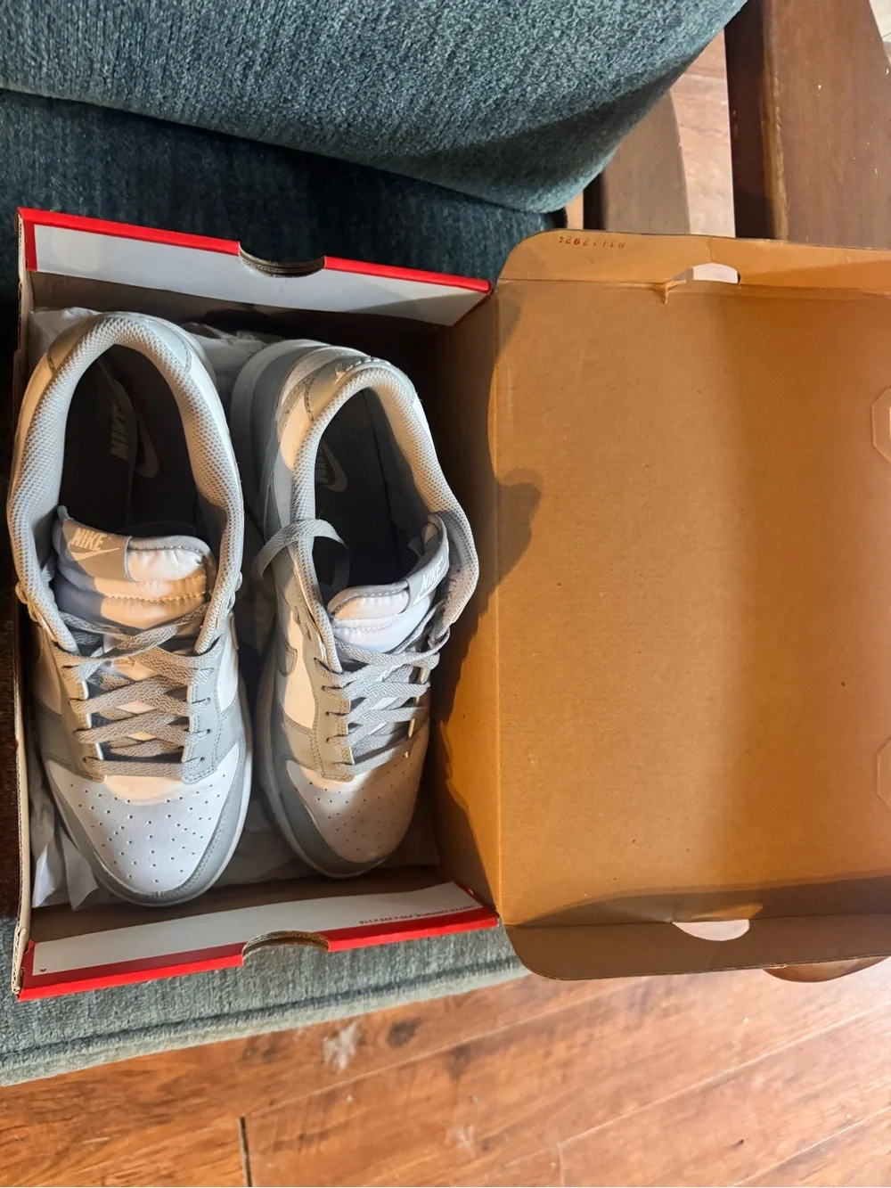 Nike Dunk Lows Light Gray and White Low-Top Sneakers